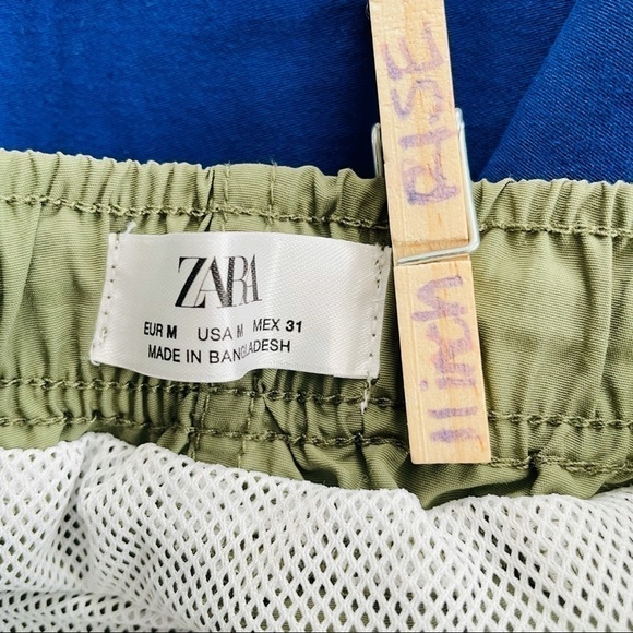 Zara High Waisted Olive Green Shorts Size Small Gym Workout Running - Picture 3 of 3